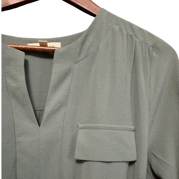 Monteau Shift Dress Womens Large Green Excellent midSleeve Belted Utility Pocket - Picture 4 of 7